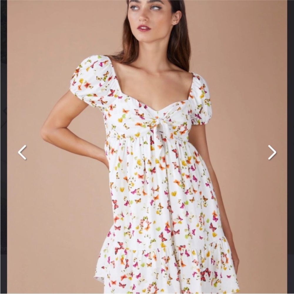 BCBGeneration Butterfly Print Knot-Front Dress
